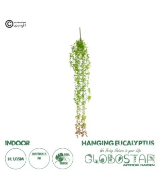 GloboStar® Artificial Garden HANGING EUCALYPTUS 20809 Τεχνητό Διακοσμητικό Κρεμαστό Φυτό Ευκάλυπτος Μ16 x Π9 x Υ105cm